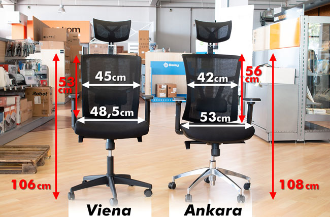 Diferencias en las medidas de las sillas Ankara y Viena de Euromof